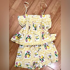 Meet Me in Santorini Lemon Print Two-Piece Set - Yellow & White